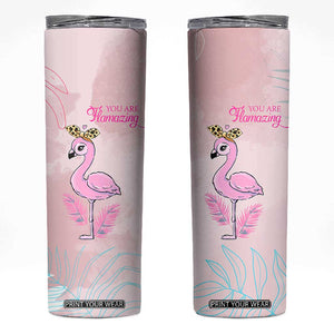 Positive Flamingo Gifts Skinny Tumbler Emotional Support Flamingo Affirmation TB10 Pink Print Your Wear