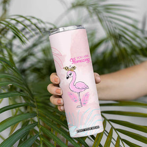 Positive Flamingo Gifts Skinny Tumbler Emotional Support Flamingo Affirmation TB10 Print Your Wear