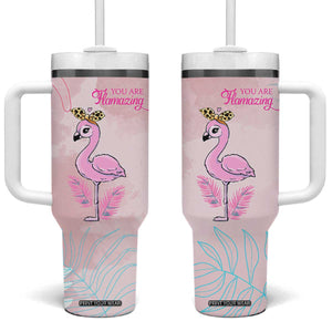 Positive Flamingo Gifts Tumbler With Handle Emotional Support Flamingo Affirmation TB10 One Size: 40 oz Pink Print Your Wear