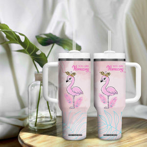 Positive Flamingo Gifts Tumbler With Handle Emotional Support Flamingo Affirmation TB10 Print Your Wear