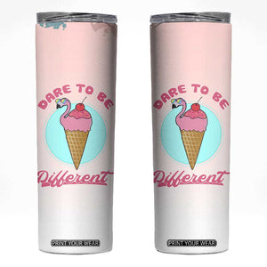 Positive Flamingo Gifts Skinny Tumbler Dare To Be Different Flamingo Affirmation Gift TB10 Pink Print Your Wear