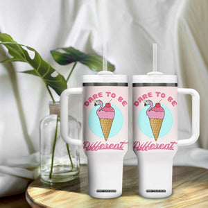 Positive Flamingo Gifts Tumbler With Handle Dare To Be Different Flamingo Affirmation Gift TB10 Print Your Wear
