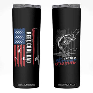 Fishing Gifts For Dad Skinny Tumbler Reel Cool Dad US Flag Father's Day TB10 Black Print Your Wear