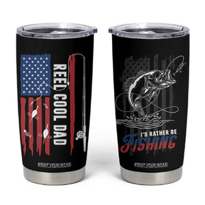 Fishing Gifts For Dad Tumbler Cup Reel Cool Dad US Flag Father's Day TB10 Black Print Your Wear