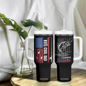 Fishing Gifts For Dad Tumbler With Handle Reel Cool Dad US Flag Father's Day TB10 Print Your Wear