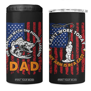 Funny Fishing Fathers Day 4 in 1 Can Cooler Tumbler I Can't Work Today My Arm Is In A Cast Dad Gifts TB10 One Size: 16 oz Black Print Your Wear
