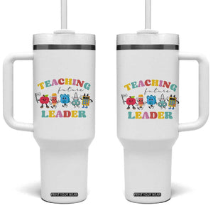 Teacher Tumbler With Handle Retro Teaching Future Leaders Groovy Teacher Back To School TB10 One Size: 40 oz White Print Your Wear