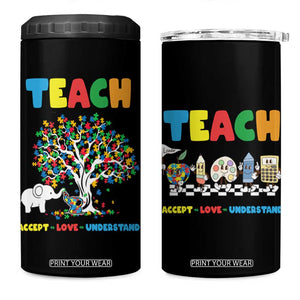 Autism Teacher 4 in 1 Can Cooler Tumbler Accept Love Understand Cute Puzzle TB10 One Size: 16 oz Black Print Your Wear