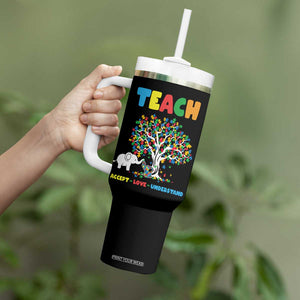 Autism Teacher Tumbler With Handle Accept Love Understand Cute Puzzle TB10 Print Your Wear