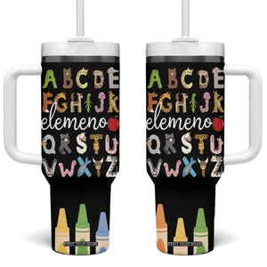 Teacher Alphabet Tumbler With Handle Colorful Animal Teachers Toddlers Spill Proof Cup TB10 One Size: 40 oz Black Print Your Wear