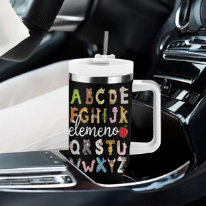 Teacher Alphabet Tumbler With Handle Colorful Animal Teachers Toddlers Spill Proof Cup TB10 Print Your Wear