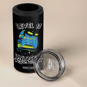 13th Birthday Gift 4 in 1 Can Cooler Tumbler Boys Level 13 Unlocked Official Teenager Gaming