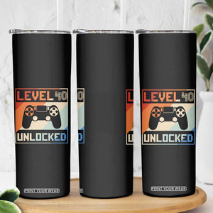 40th Birthday Gifts Vintage Skinny Tumbler Level 40 Unlocked 1984 Video Game TB10 Print Your Wear