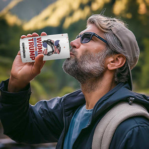 Trump 2024 Election 4 in 1 Can Cooler Tumbler Women For Trump Messy Bun American Flag Pro 45 47 TB10 Print Your Wear