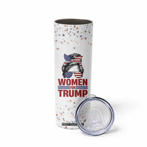 Trump 2024 Election Skinny Tumbler Women For Trump Messy Bun American Flag Pro 45 47 TB10 Print Your Wear