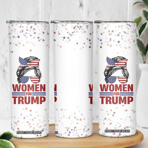 Trump 2024 Election Skinny Tumbler Women For Trump Messy Bun American Flag Pro 45 47 TB10 Print Your Wear