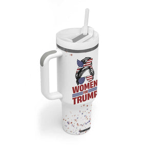 Trump 2024 Election Tumbler With Handle Women For Trump Messy Bun American Flag Pro 45 47 TB10 Print Your Wear