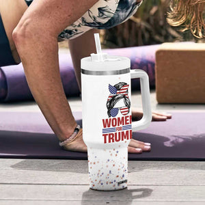 Trump 2024 Election Tumbler With Handle Women For Trump Messy Bun American Flag Pro 45 47 TB10 Print Your Wear