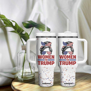 Trump 2024 Election Tumbler With Handle Women For Trump Messy Bun American Flag Pro 45 47 TB10 Print Your Wear