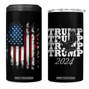 Trump 2024 Election 4 in 1 Can Cooler Tumbler American Flag US Eagle TB10 One Size: 16 oz Black Print Your Wear