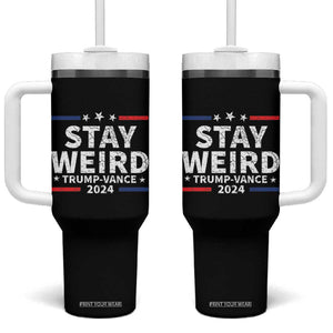 Trump Vance 2024 Election Tumbler With Handle Stay Weird TB10 One Size: 40 oz Black Print Your Wear
