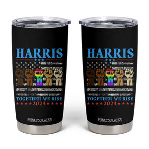 Madam President 2024 Election Tumbler Cup Kamala Harris LGBTQ Gay Pride Lesbian Together We Rise American Fist American Flag TB10 Black Print Your Wear