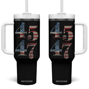 Trump 2024 Election Tumbler With Handle 45-47 American US Flag 47th TB10 One Size: 40 oz Black Print Your Wear