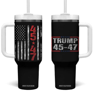 Trump 2024 Election Tumbler With Handle 45-47 American US Flag 47th TB10 One Size: 40 oz Black Print Your Wear