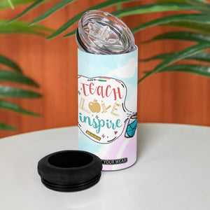 Teacher 4 in 1 Can Cooler Tumbler Teach Love Inspire Back To School Christmas Birthday Gift TB10 Print Your Wear