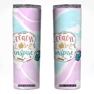 Teacher Skinny Tumbler Teach Love Inspire Back To School Christmas Birthday Gift TB10 Pastel Print Your Wear