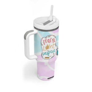 Teacher Tumbler With Handle Teach Love Inspire Back To School Christmas Birthday Gift TB10 Print Your Wear