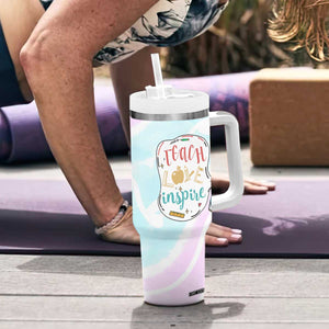 Teacher Tumbler With Handle Teach Love Inspire Back To School Christmas Birthday Gift TB10 Print Your Wear