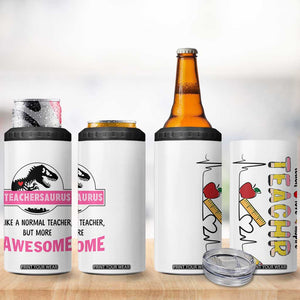 Teacher Appreciation Gifts 4 in 1 Can Cooler Tumbler Teach Love Inspire Teachersaurus Gifts From Student TB10 Print Your Wear