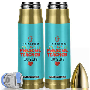 Funny Teacher Gifts Bullet Tumbler This Is What An Awesome Teacher Looks Like TB10 Teal Print Your Wear