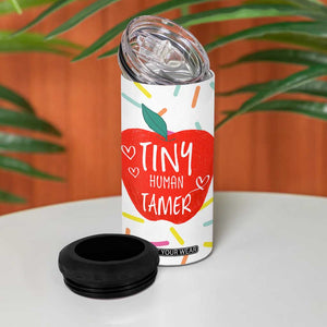 Tiny Human Tamer Teacher 4 in 1 Can Cooler Tumbler Funny Preschool Kindergarten Teachers TB10 Print Your Wear