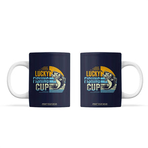Lucky Fishing Coffee Mug Funny Fathers Day Fishing Gifts For Men TB10 Navy Print Your Wear