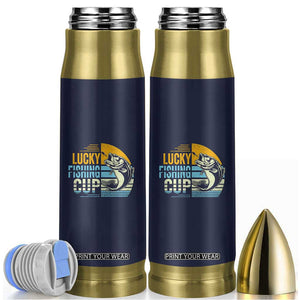 Lucky Fishing Bullet Tumbler Funny Fathers Day Fishing Gifts For Men TB10 Navy Print Your Wear