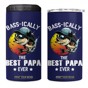 Fishing Gifts For Men 4 in 1 Can Cooler Tumbler Best Papa Ever Bass Fish Fisherman Fathers Day Gift TB10 One Size: 16 oz Navy Print Your Wear