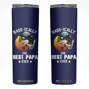 Fishing Gifts For Men Skinny Tumbler Best Papa Ever Bass Fish Fisherman Fathers Day Gift TB10 Navy Print Your Wear