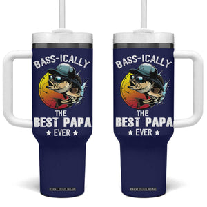 Fishing Gifts For Men Tumbler With Handle Best Papa Ever Bass Fish Fisherman Fathers Day Gift TB10 One Size: 40 oz Navy Print Your Wear