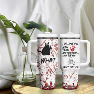 Funny Cat Lover Gifts Tumbler With Handle Halloween Murderous Cat With Knife What TB10 Print Your Wear