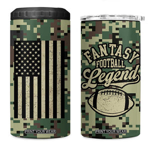 Fantasy Football Legend 4 in 1 Can Cooler Tumbler Camo American Flag TB10 One Size: 16 oz Camo Print Your Wear