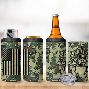 Fantasy Football Legend 4 in 1 Can Cooler Tumbler Camo American Flag TB10 Print Your Wear