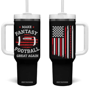 Make Fantasy Football Great Again Tumbler With Handle Funny Draft Party American Flag TB10 One Size: 40 oz Black Print Your Wear