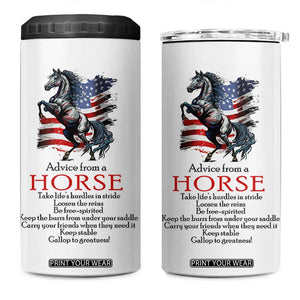 Horse Lovers 4 in 1 Can Cooler Tumbler Advice From A Horse Inspiration TB10 One Size: 16 oz White Print Your Wear