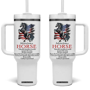 Horse Lovers Tumbler With Handle Advice From A Horse Inspiration TB10 One Size: 40 oz White Print Your Wear