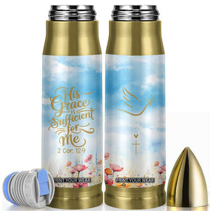 Christian Gifts For Women Bullet Tumbler Encouraging Bible Verse Cross His Grace Is Sufficient For Me TB10 Blue Print Your Wear