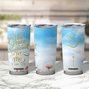 Christian Gifts For Women Tumbler Cup Encouraging Bible Verse Cross His Grace Is Sufficient For Me TB10 Print Your Wear