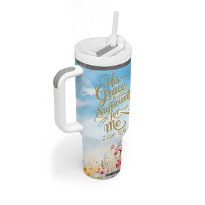 Christian Gifts For Women Tumbler With Handle Encouraging Bible Verse Cross His Grace Is Sufficient For Me TB10 Print Your Wear