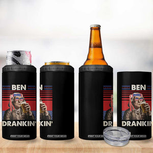 Funny 4th July Beer Lovers 4 in 1 Can Cooler Tumbler Ben Drankin Drinking Patriotic TB10 Print Your Wear